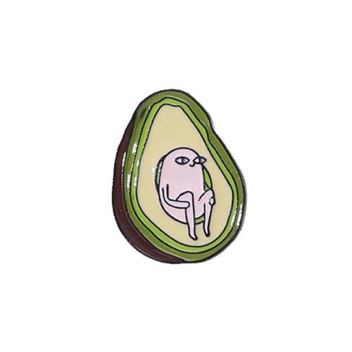 A Little Person Sitting In Avocado Brooch Lapel Pin Metal Enamel Delicate Brooch Pin Accessory for Backpack Clothes Hat Decoration Badges for Women Men Girls Kids Gift