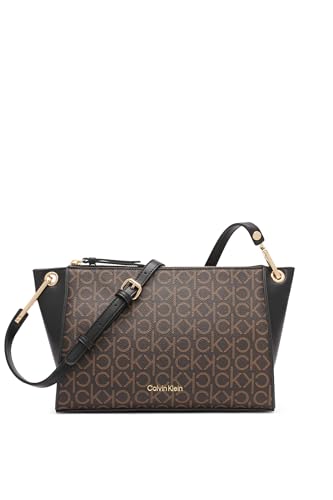 Image of Calvin Klein Reyna Crossbody, Brown /Khaki /Black Linear, One Size
