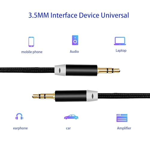 Cable de audio estéreo 3.5mm nylon trenzado, pack 3 miniatura 2