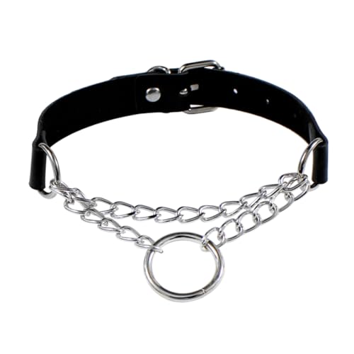 AZIDWERYQ Collier ras du cou Punk en cuir PU pour femmes, collier ras du cou avec joint torique, cerceau, chaîne