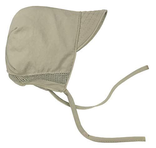 N'Ice Caps Baby Boys SPF 50+ Sun Protection Bonnet with Ties (Khaki, Newborn)