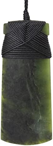 100% New Zealand Jade Necklace for Men and Women, Hand Carved Maori Necklace Jade Pendant for Men With Black Adjustable Cord, New Zealand Pounamu Green Stone Necklace, Toki Design Nephrite Jade Necklace Large 3.7in (95mm)