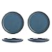 ffshop Talerze restauracyjne ceramiczne talerze obiadowe okrągłe matowe talerze deserowe do steków sałatek makaron zestaw 2, restauracja rodzinna kolacja i przyjęcie domowe talerz jadalny (kolor: Niebieski, rozmiar: 25 cm 2 szt.)