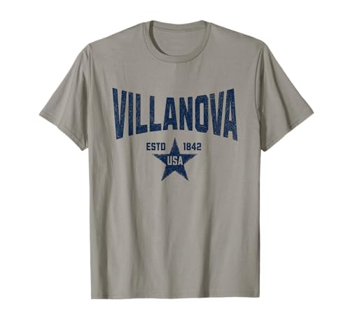 Visita Blue Villanova Pennsylvania Vintage Athletic Souvenir Camiseta