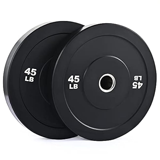 ZELUS Weight Plate Set of 2, Twin 2 Bumper Plates for Strength and Training Fitness, Olympic Weight Set with Rubber Barbell Dumbbell Plates Stainless Steel Inserts for Pro or Home Gyms