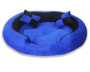 Gorgeous Round Latest Unique Beds,Sofa Style Velvet Bed for Dog and Cat Blue Black-Small
