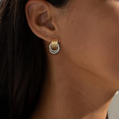 Image of SHERLOVE Chunky Knot Gold Earrings Women Statement Drop Dangle Earrings | 14K Gold Plated Hypoallergenic Lightweight,Trendy Dainty Elegant Cute,Women Gold Jewelry Fashion Accessories Gifts