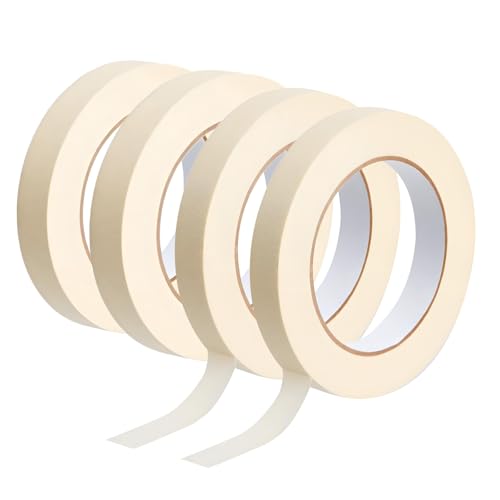 Oyiclyea 4 Roll Low Tack White Masking Tape for Artists, Masking Artists Tape, 10mm and 15mm, for Wall Painting, Canvas Framing, Paint Mask, Home DIY Flower Crafts Decoration, Crafts