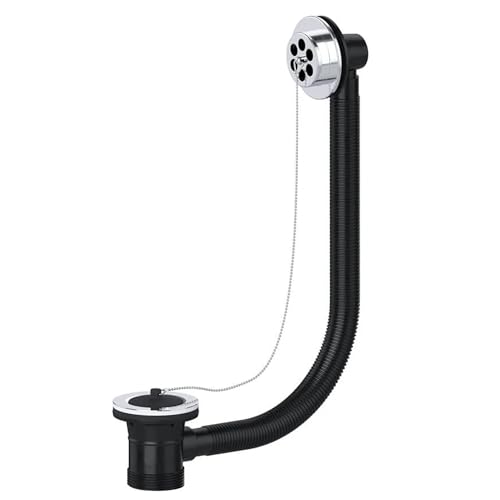 Deva FOV414 Plastic Bath Waste with Overflow and Plug Chrome Finish 1-1/2