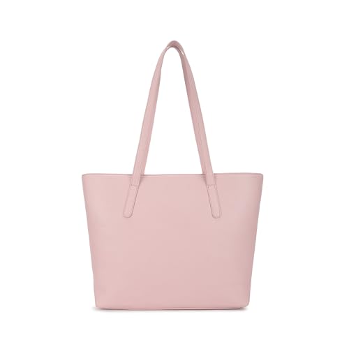 Image of Fastrack Casual Laptop Tote Bag For Girls, Large Size With A Zipper Closure And Padded Laptop Compartment, Compatible With Laptops Up To 14 Inches, Double Handle Bag, Pink
