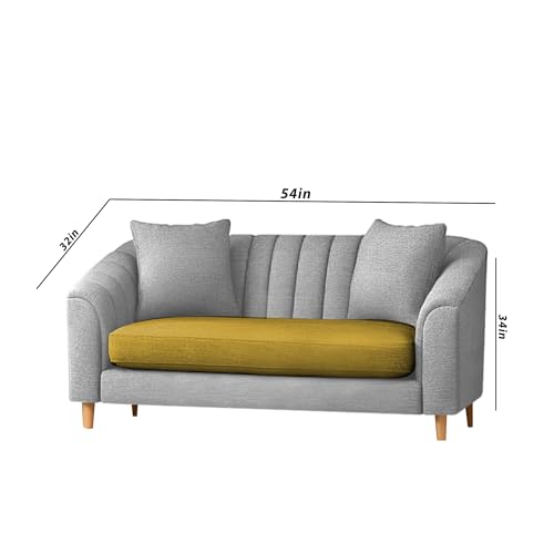 Image of Doraldo 3 + 2 Seater Sofa Set for Living Room (Yellow Grey) Premium Fabric Sofa
