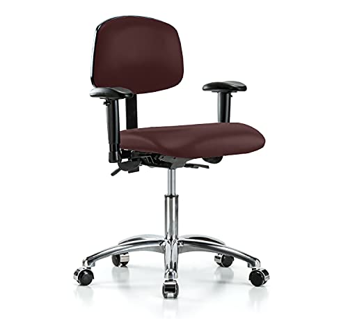Image of Perch Chrome Task Chair, Rolling, Desk Height 19 inch-24 inch, Burgundy Vinyl