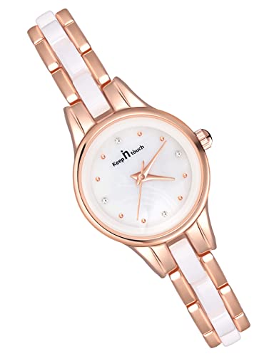 MicLee Reloj para Mujer Reloj Minimalista Reloj de Cuarzo para niña Esfera Redonda de cerámica Esfera Digital Movimiento doméstico Reloj de Moda Impermeable