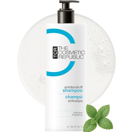 THE COSMETIC REPUBLIC - Champú Anticaspa para Hombre y Mujer - Shampoo Anticaspa para Dermatitis Seborreica - Champú para Cuero Cabelludo Seco - Reduce la Descamación, Irritación y Picor (1 Litro)