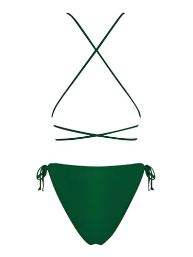 Image of ZAFUL Women Plunging One Piece Swimsuit Backless Cross Tie High Cut Thong One-Piece Bathing Suit