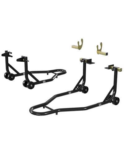 900 LBS Motorcycle Paddock Stand, U & L Universal Rear Swingarm Lift, Black