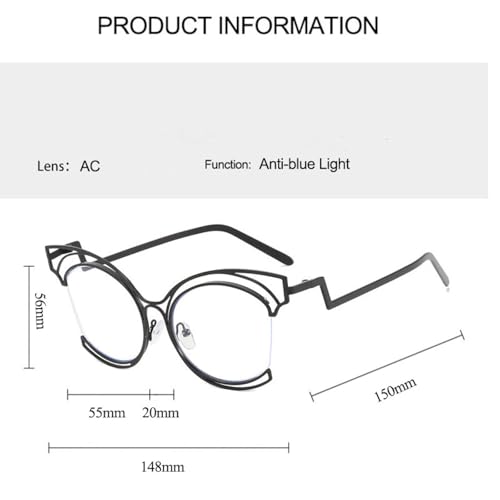 Anti-blue Light Oversize Metal Semi-rimless Cat Eye Frame4