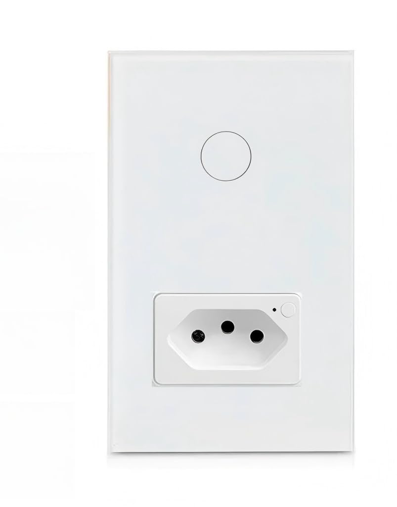 Interruptor Inteligente 1 Ou 2 Botão Com Tomada WiFi Smart Automação(1 Botão BRANCO