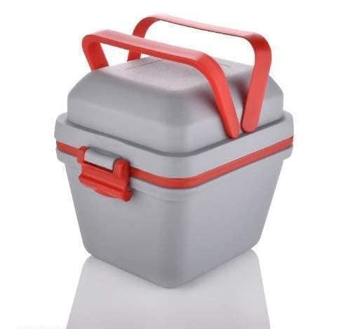Image of Lunch Box / 3 Compartment Tiffin with Handle & Push Lock | Plastic Tiffin Box for Travelling, School Kids & Office Exclusive (Gray) (17 -P030)