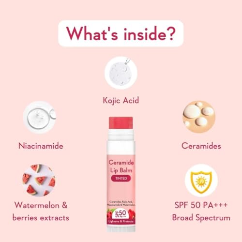 Tinted Lip Balm with SPF 50 PA ++ - Lip Brightening Balm for Dark Lips lip balm for Women 5g