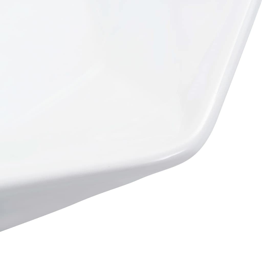 Lavabo de cerámica blanco 41 x 36,5 x 12 cm lavabo con orificio para grifo y desagüe para cuarto de baño, lavadero para invitados, aseo sanitario
