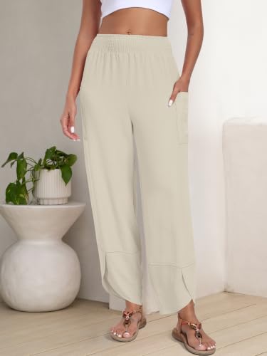 Image of ANRABESS Womens Wide Leg Palazzo Capri Barrel Pants