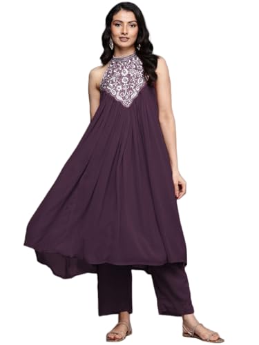 Kurta évasée sans manches pour femme ensemble tunique avec bas