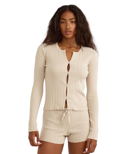 Women's Soft Knit Ribbed Long Sleeve Cardigan Top