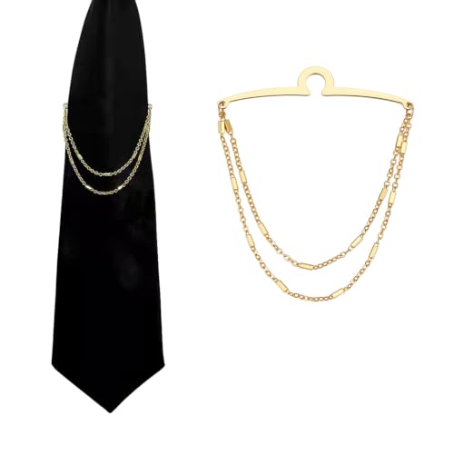 Image of Danny shi Men's Silver Golden Tie Chain Set Gift Boxed Tie clip
