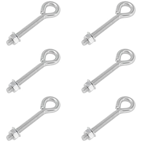 6 Pieces Closed Eye Bolts with Long Handles – Heavy-Duty 304 Stainless Steel Eyebolt Set (M8)