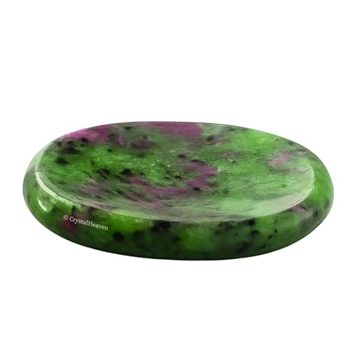 Image of Certified Ruby Zoisite Crystal Thumb Worry Pebbles Stones for Anxiety Stress Relief Massage - AAA Grade Original Healing Gemstone Agate Rubbing Stone for Yoga Meditation Spiritual Reiki Feng Shui
