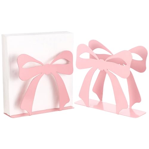 Reallnaive Bow Napkin Holder for Tables Metal Dispenser, Pink, Lovely