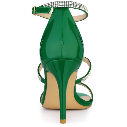 Allegra K Allegra K Women's Rhinestone Ankle Strap Stiletto High Green Heel Sandals 8 m US