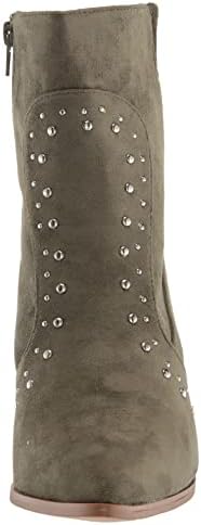 YOKI-BLONDE-11 Women's Suede Heeled Bootie With Stone Design, Olive, 6 M US | Image 1