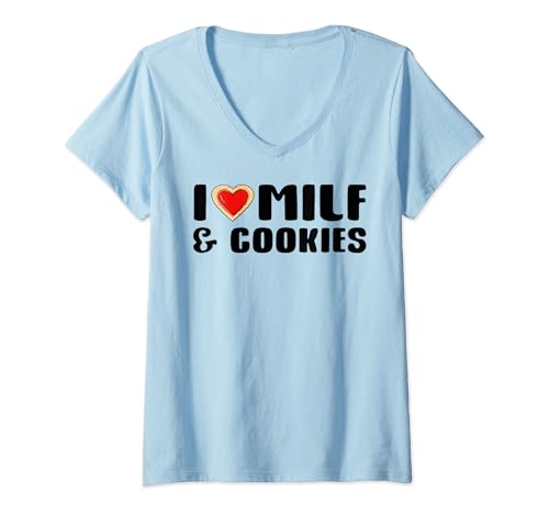 Mujer I Heart Milf & Cookies Shirt,Hot Milfs,I Love Milf & Cookies Camiseta Cuello V