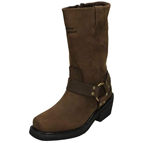 HARLEY-DAVIDSON Ladies Biker Boots Hustin D87025 - Brown Leather - UK Size 3.5W - EU Size 36 - US Size 5.5 Cover