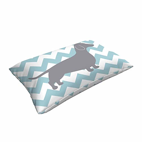 Mugod Home Decor Pillow Cases Grey Dachshund Dog With Teal Waves Striped Pattern,Standard Throw Cushion Cover For Bed Couch Sofa Office Decor 20X30 Inches #TOP2