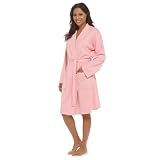 INSIGNIA Ladies' 100% Cotton Waffle Dressing Gown – Lightweight Knee-Length Bathrobe with Belt & Pockets – Ideal for Spa, Travel & Hospital Stay (UK, Numeric, 24, 26, Regular, Regular, Pink)