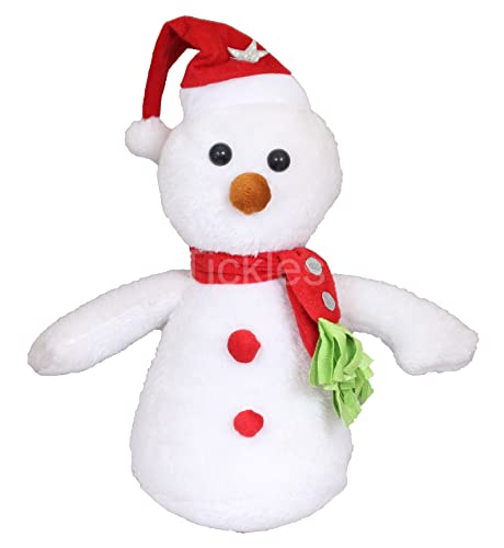 Image of Tickles Christmas Snowman with Santa Cap and Muffler Soft Stuffed Plush Toy for Kids Room (Color: White Size: 25 cm)