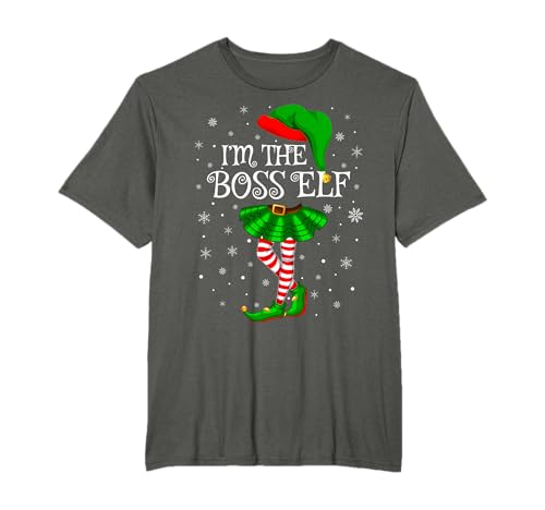 Family Matching Women Girls I'm The Boss Elf Christmas T-Shirt