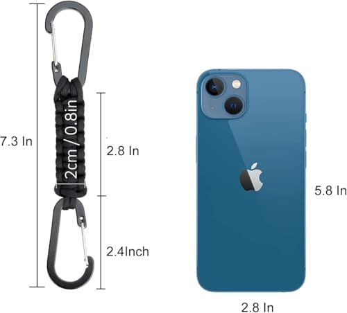 Image of BRAVESHINE Paracord Keychain Carabiner Clip, D Ring Lanyard Hanger Stroller Hook for Water Bottle, Key, Backpacks, Men, Women