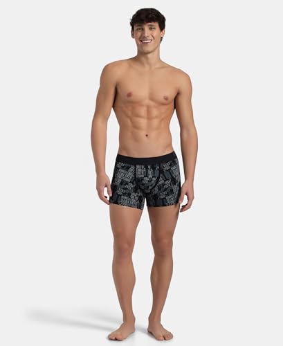 Image of Jockey US63 Men's Super Combed Cotton Elastane Stretch Printed Trunk with Ultrasoft Waistband