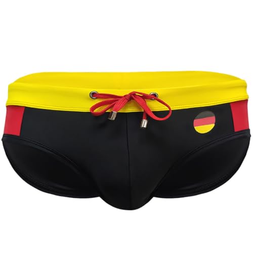 Mens Boys Swim Briefs Sexy Bikini Bottom Swimwear Boxer Quick Dry Swimsuit with Elastic Drawstring