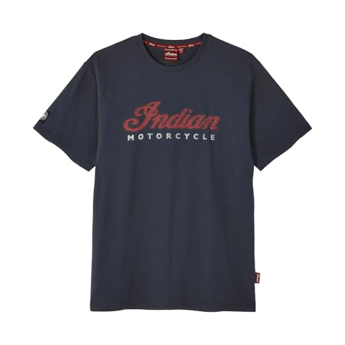 Indian Motorcycle Men's 2 Color Script Logo T-Shirt, Navy