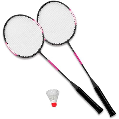 Acan Tradineur - Set de 2 Raquetas de bádminton para niños, Incluye 1 Volante y Funda con Correa, Deporte, jardín, Playa, Vacaciones - 66 x 20 cm - Rosa
