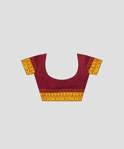 Image of eC ESHA'S COLLECTION Women's Cotton Blend Begumpuri Handloom Saree With Unstitched Running Blouse Piece