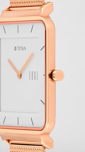 Titan Edge Quad Quartz Analog White Dial Rose Gold Stainless Steel Strap Watch for Men - NT10017WM01