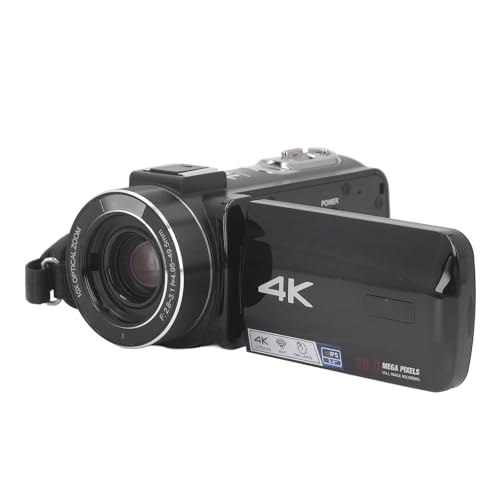 Rankomu Cámara de zoom digital 4K 10X, cámara de vlogging portátil con control remoto, enfoque automático, pantalla táctil HD de 3 pulgadas para grabación, diseño ligero