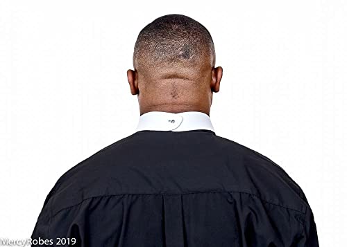 Mens Long Sleeve Standard Cuff Full Neckband Collar with Contrast Cuff Clergy Shirt | Black2