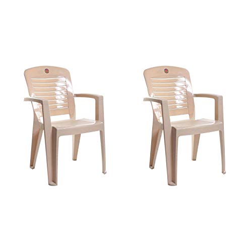 Image of CELLO Lumina Chair Set Pack of 2 - Marble Beige | Strong and Durable | Easy to Clean | Chair for Living Room, Bed Room, Kitchen, Office Room, Outdoor | 3 Years Warranty
